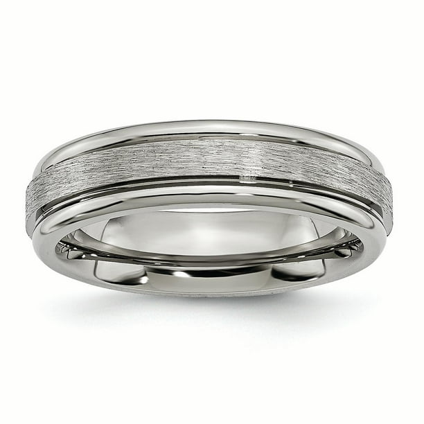 Bridal Titanium Grooved Edge 6mm Brushed and Polished Band Bridal Titanium Grooved Edge 6mm Brushed and Polished Band
